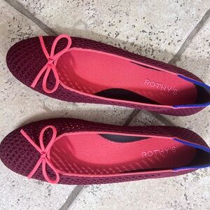 Rothy's The Ballet Flat Bow Berry Mesh Size 8.5 NWOB